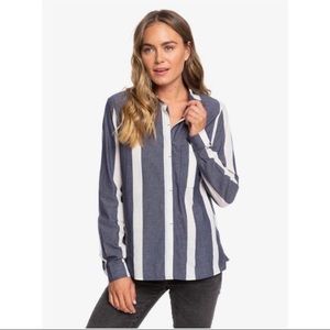Roxy Mess is Mine shirt button down striped small